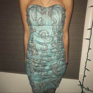 Light blue strapless dress